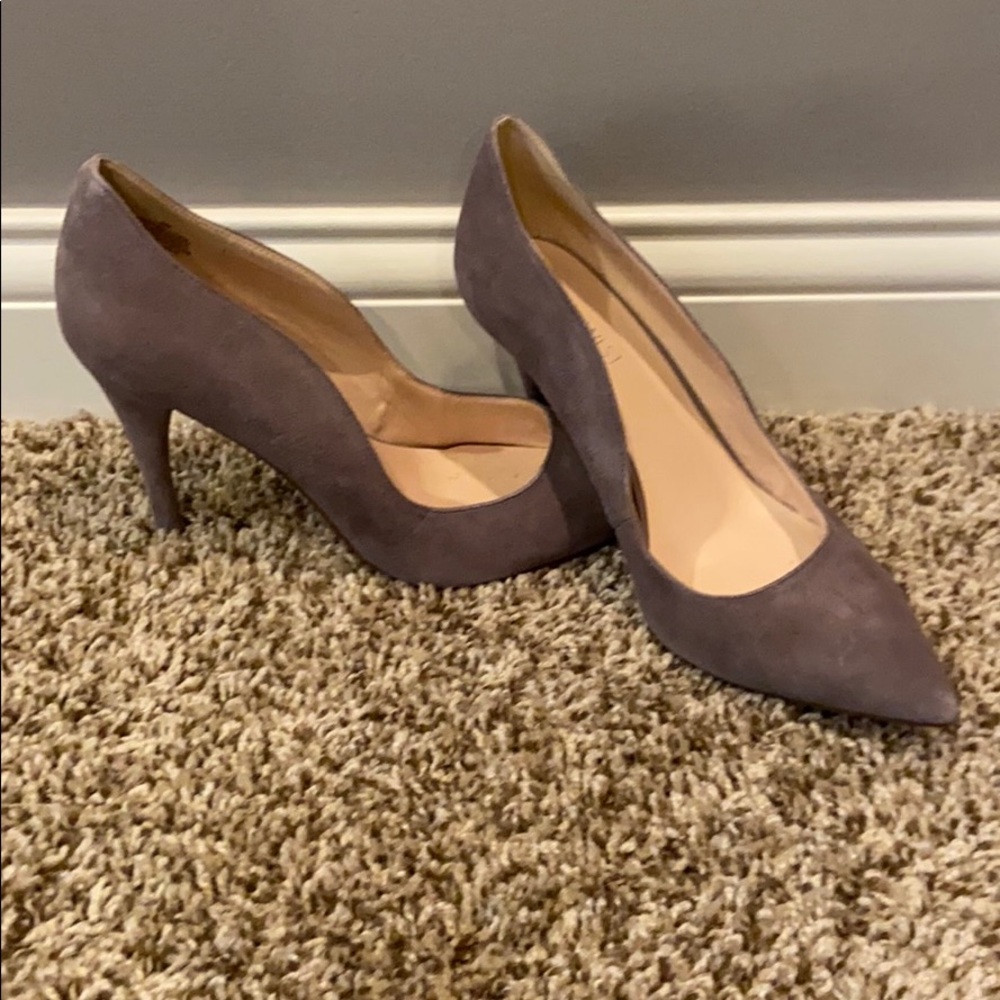 Gray suede high heels